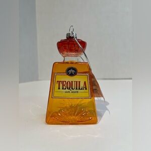 Place & Time Tequila Bottle Ornament Amber and Red 100% Agave  NWT